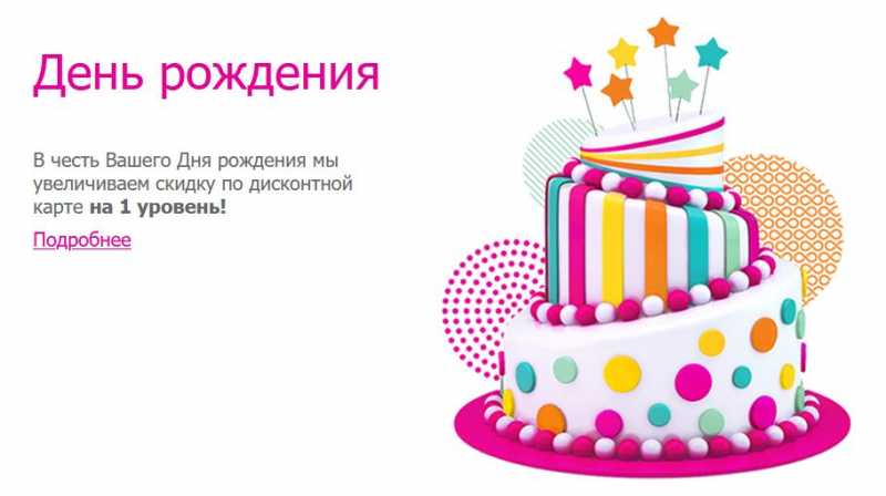 Скидка в день рождения в супермаркете косметики 